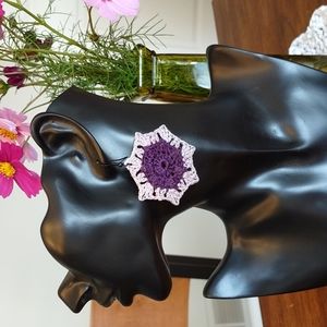 Handcrafted "Doily"  earrings in 2 tone purple